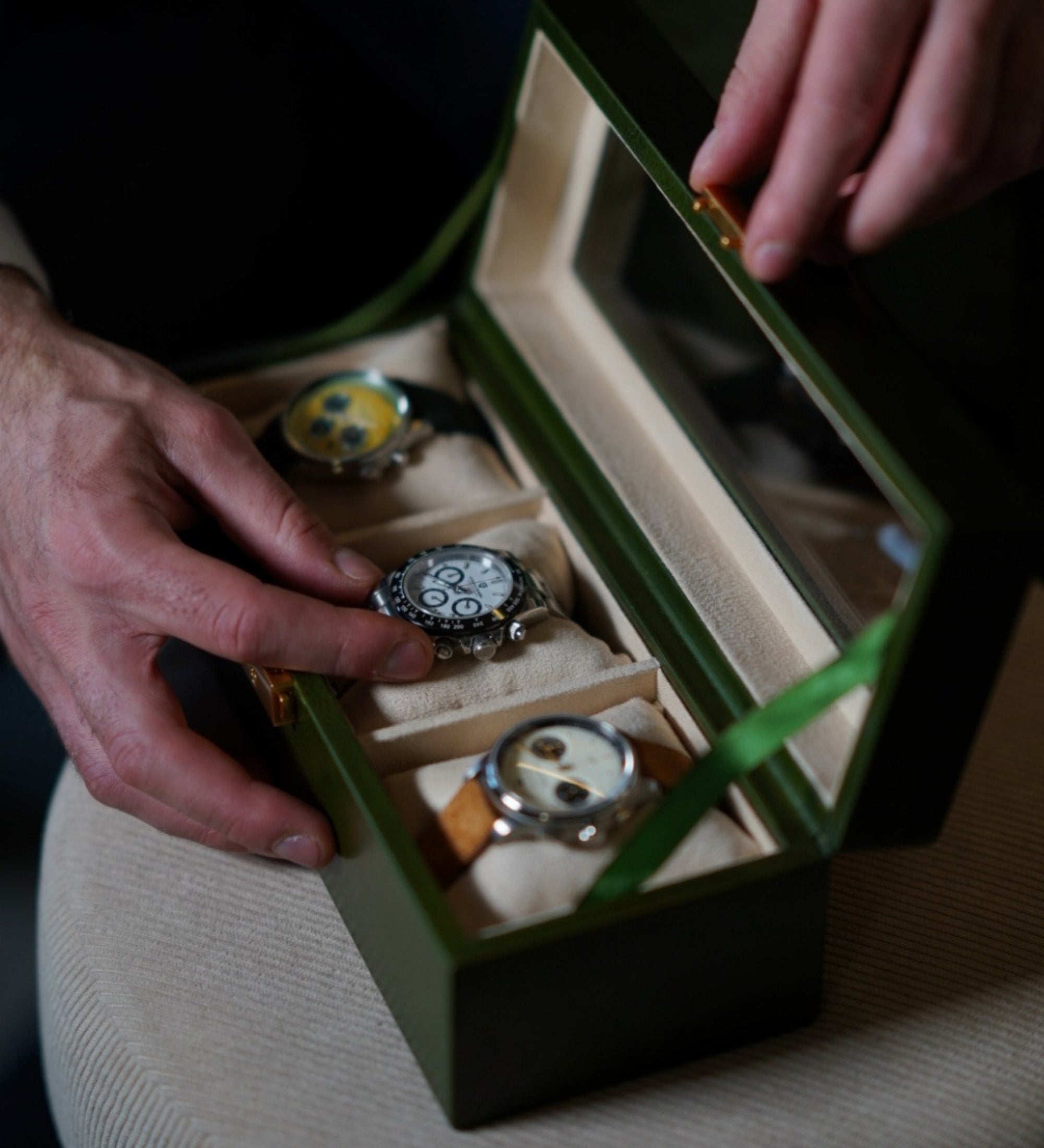 Boîte à montres, organiseur de montres en cuir Silence