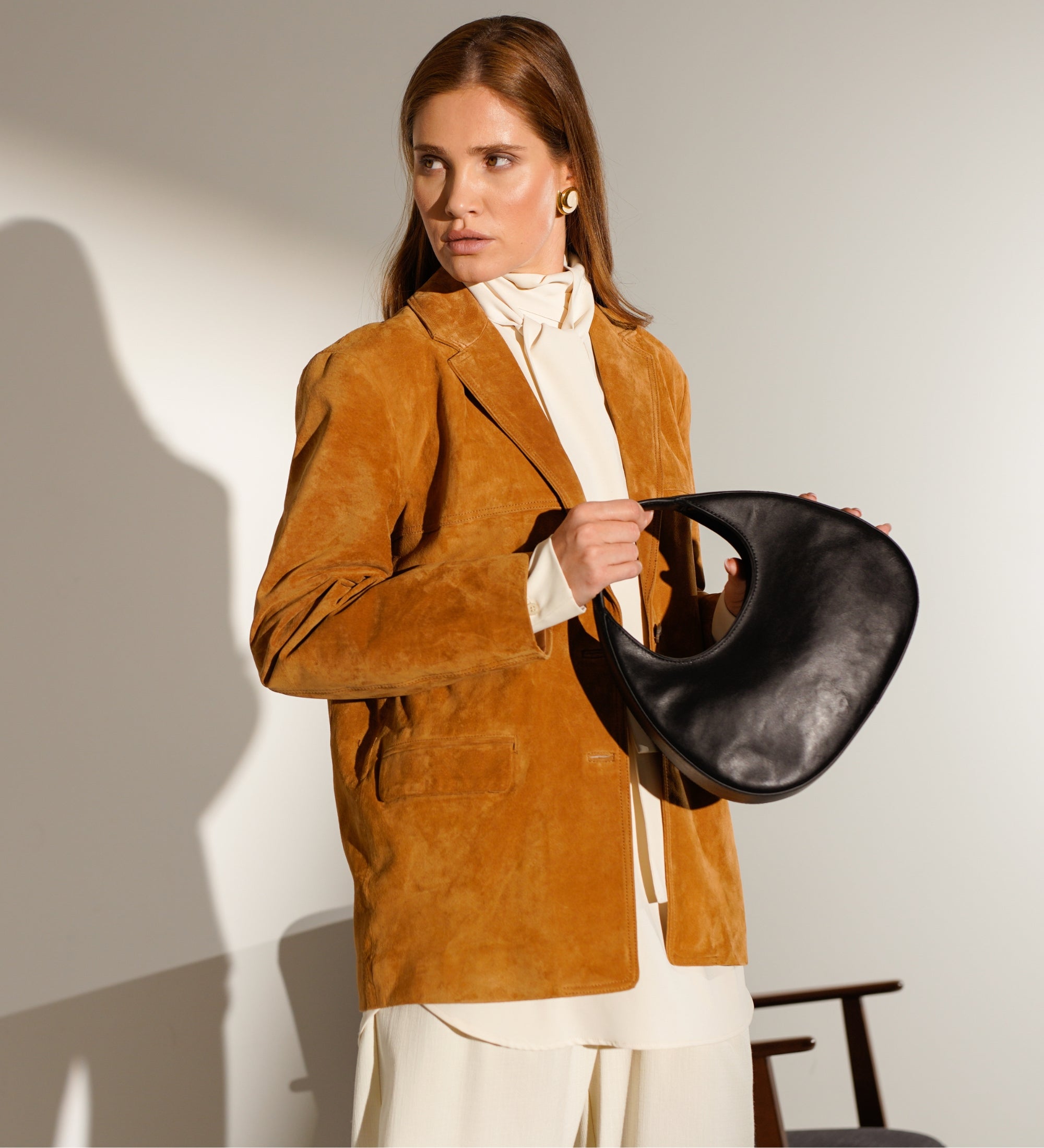 Sac à main demi-lune en cuir pour femme The Moonstone