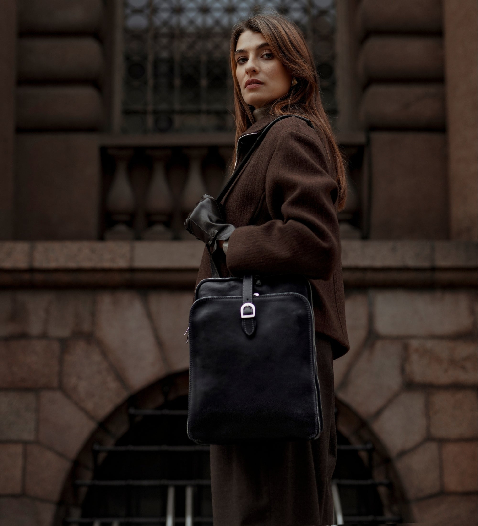 Sac à dos convertible à bandoulière en cuir pour femme Clarissa