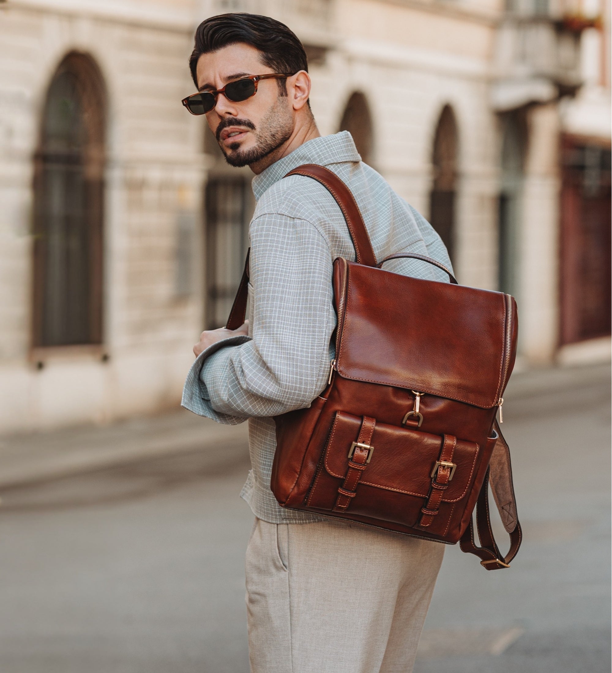 Grand sac à dos en cuir The Odyssey