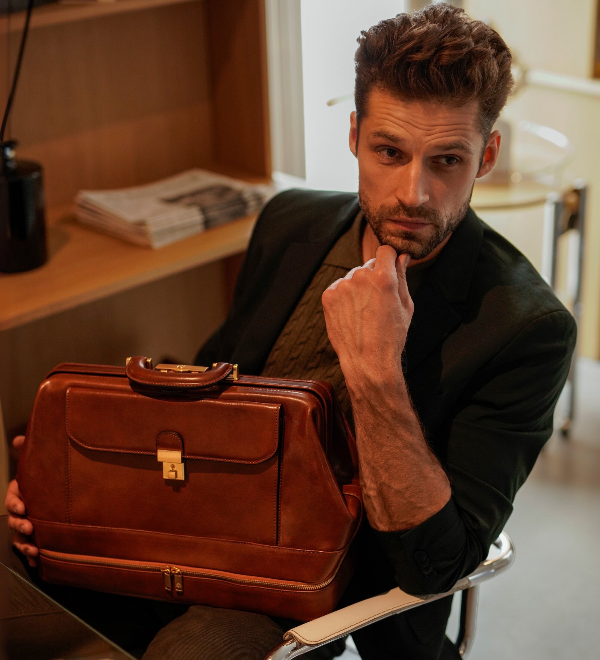 Grand sac de docteur en cuir italien The Master and Margarita