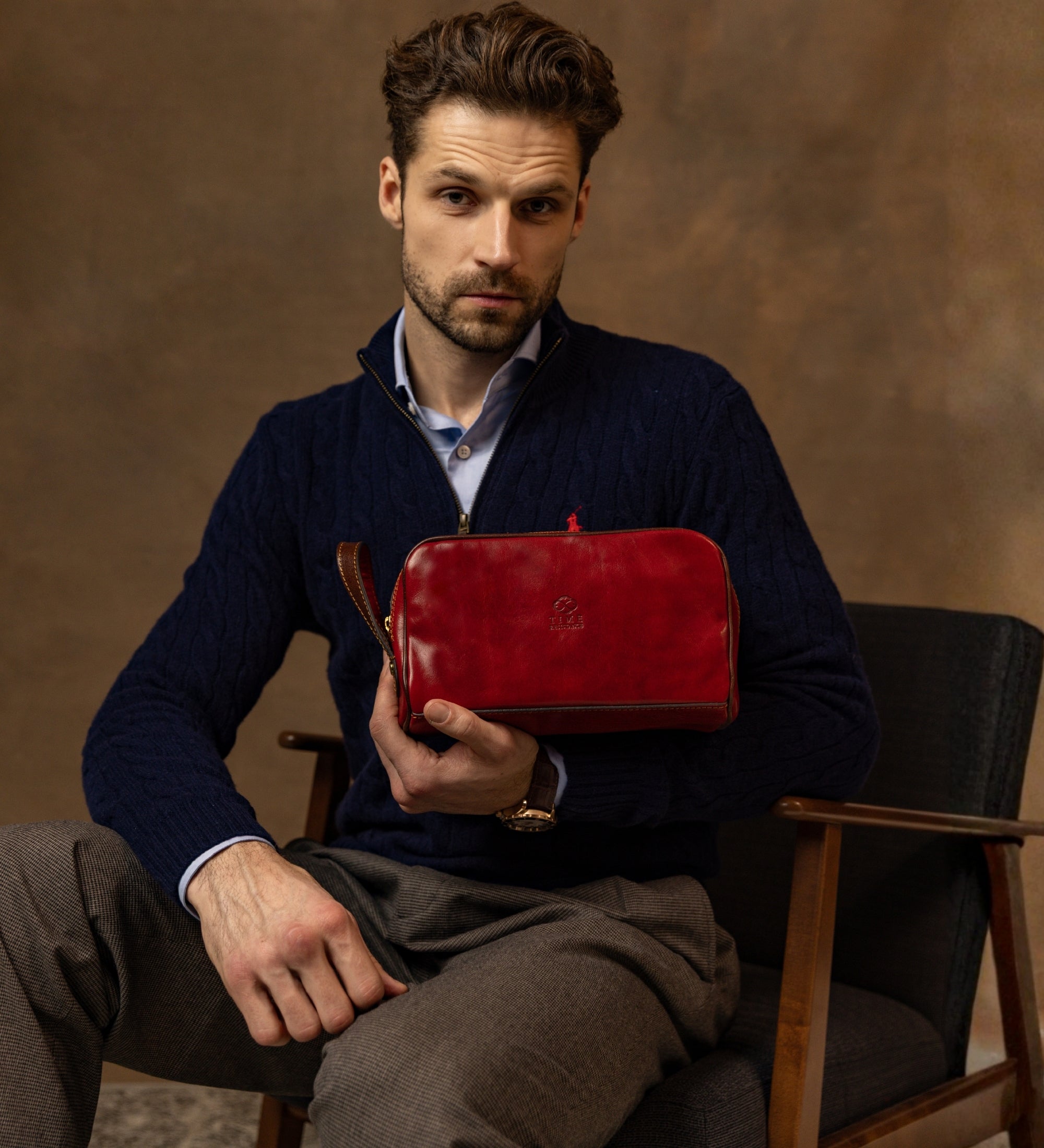 Trousse de maquillage, trousse de toilette en cuir All the Kings Men