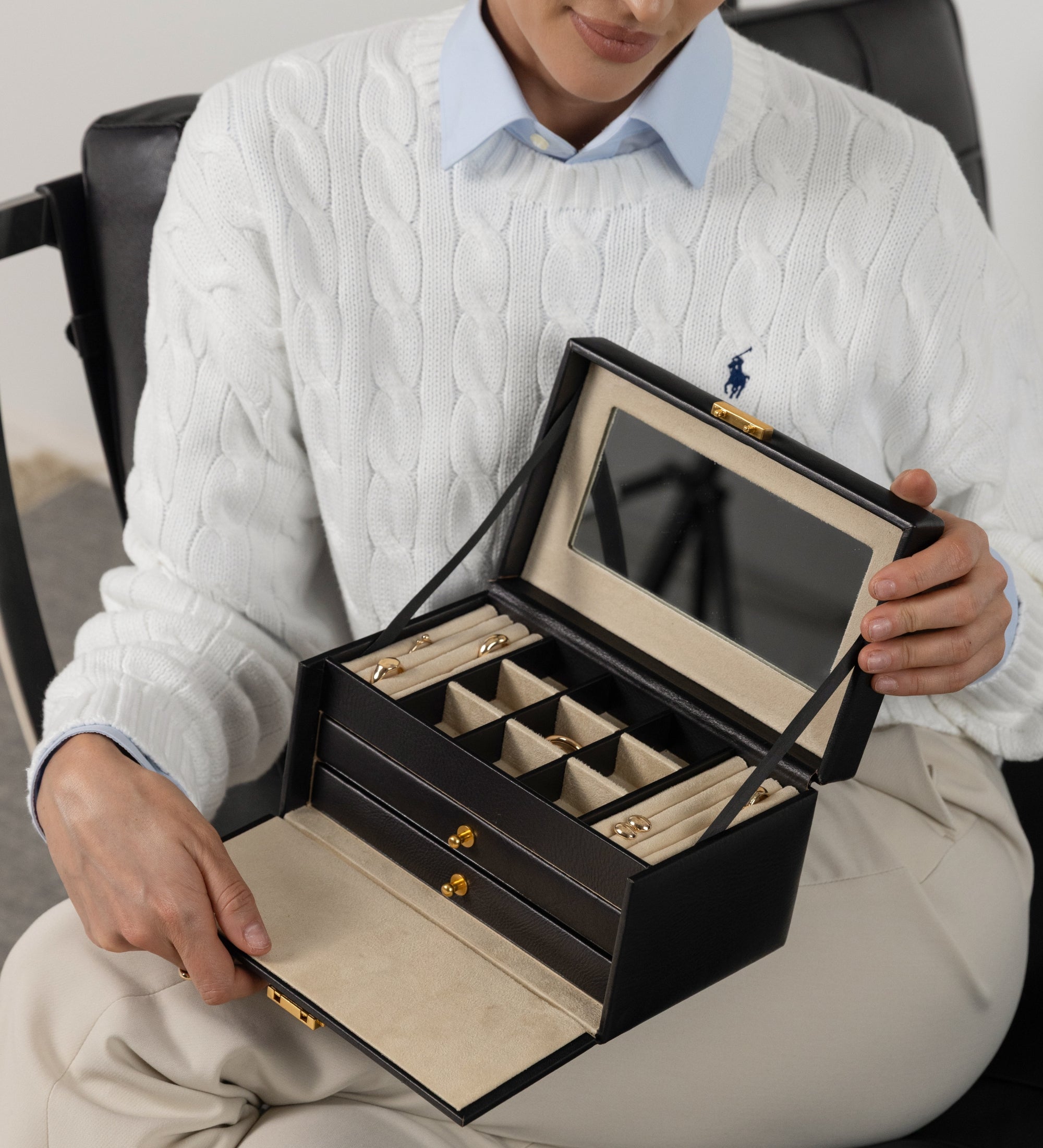 Boîte à bijoux en cuir pour femme Beloved