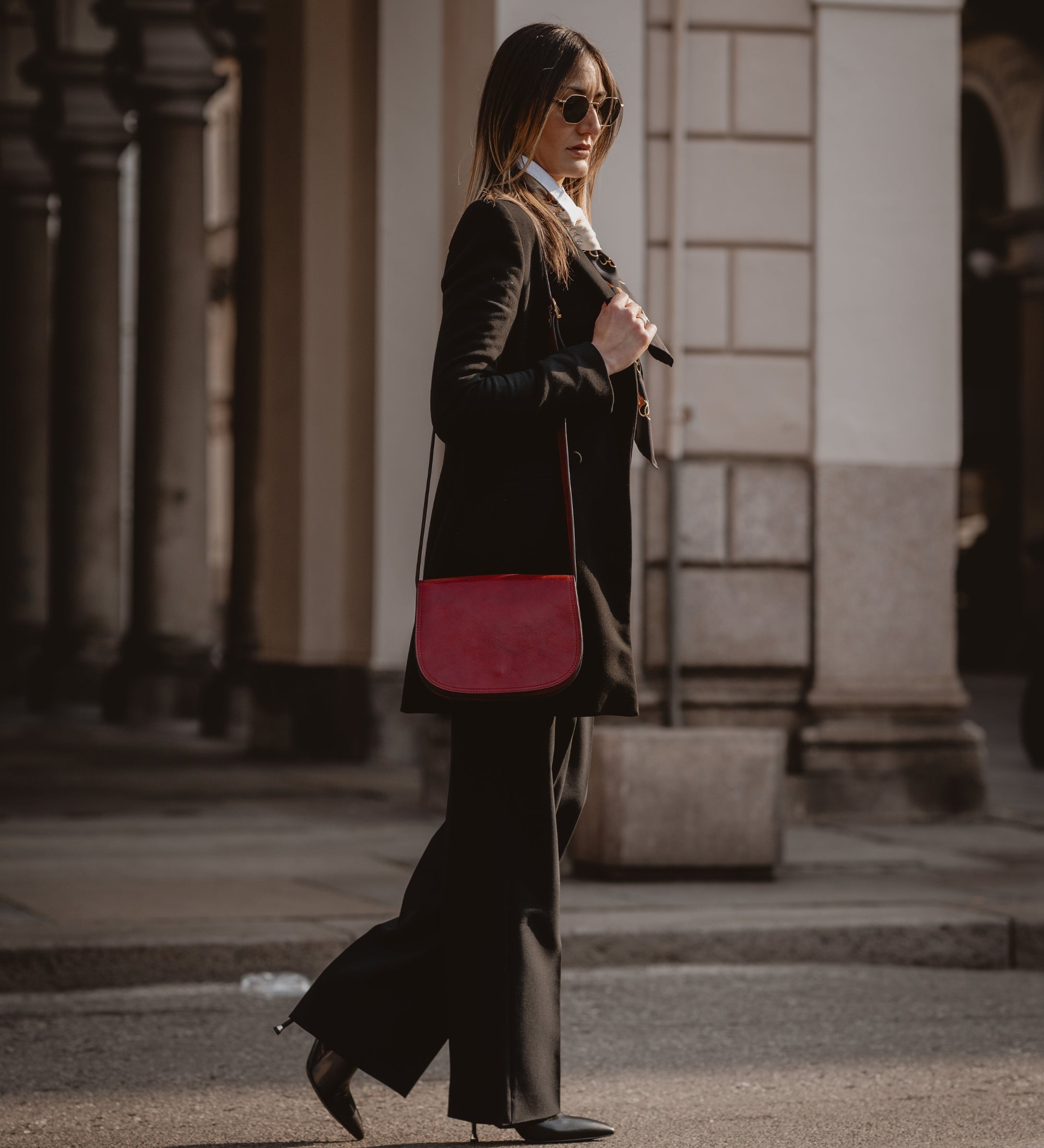 Sac à bandoulière selle en cuir pour femme Moonfleet