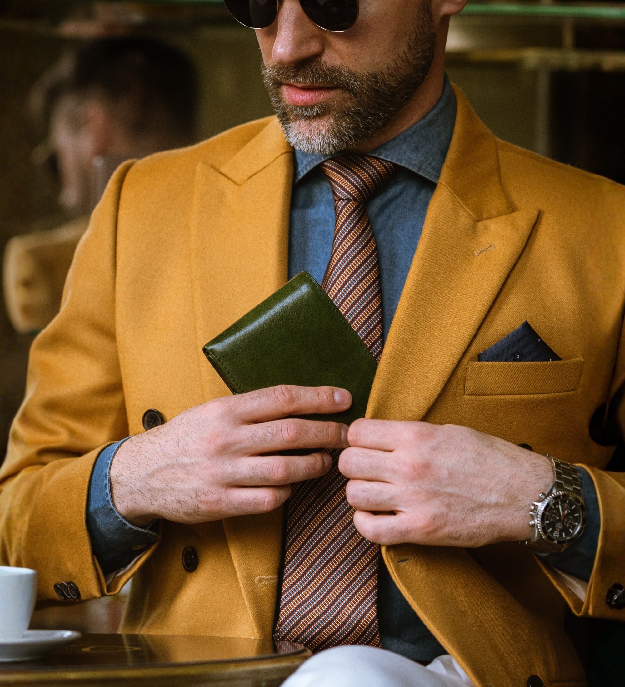 Portefeuille à deux volets en cuir Daniel