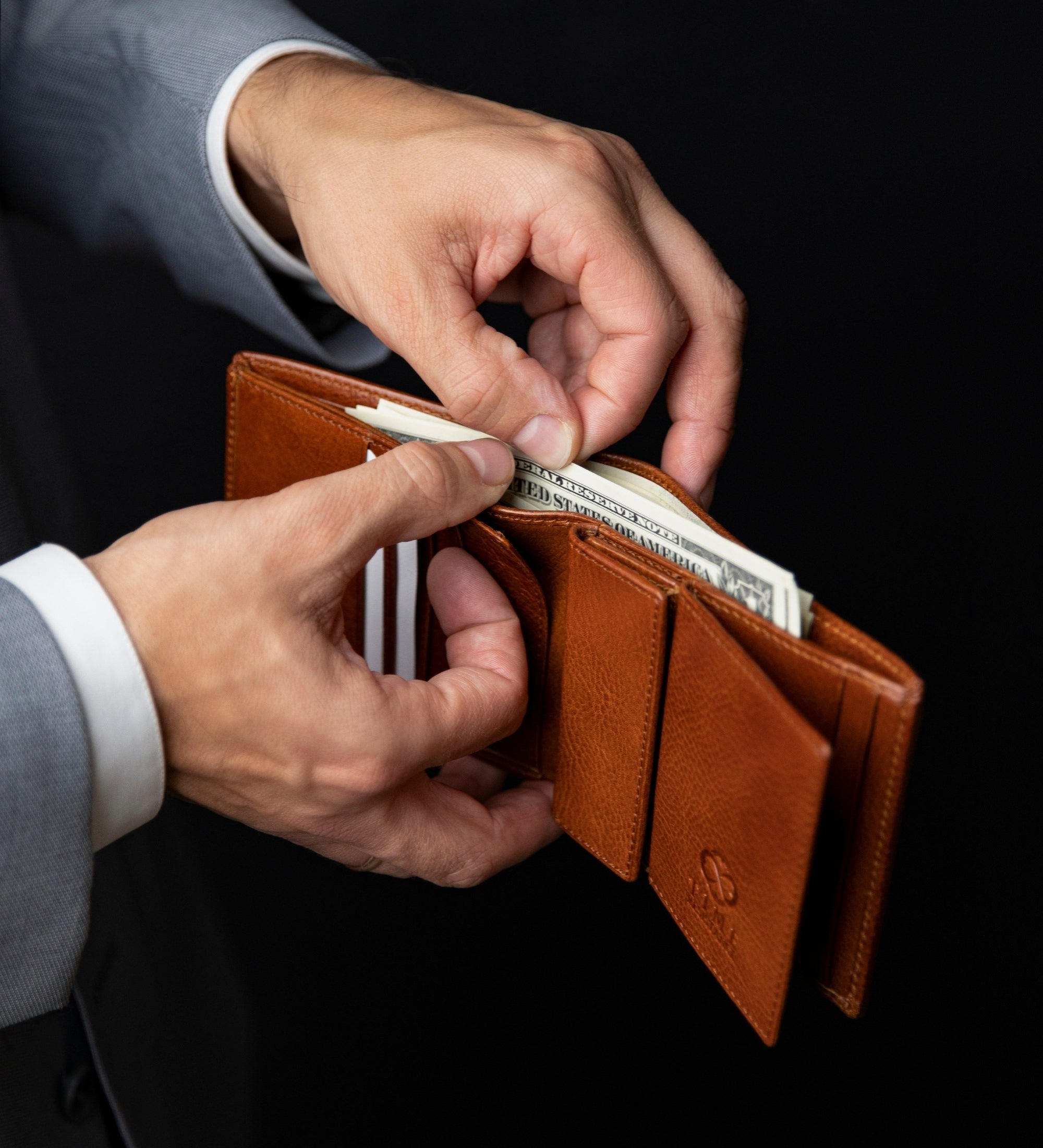 Portefeuille à deux volets en cuir Daniel