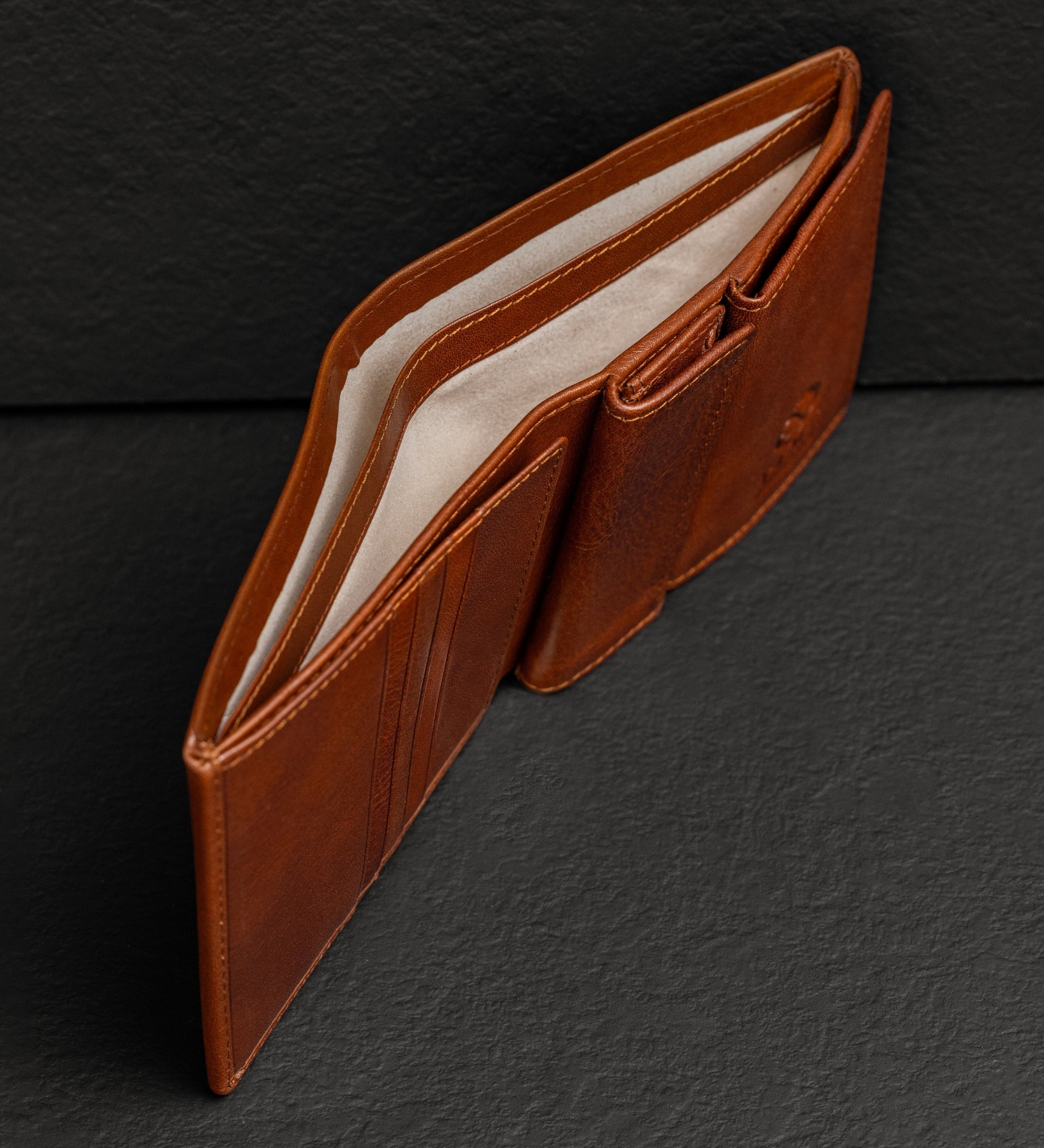 Portefeuille à deux volets en cuir Daniel
