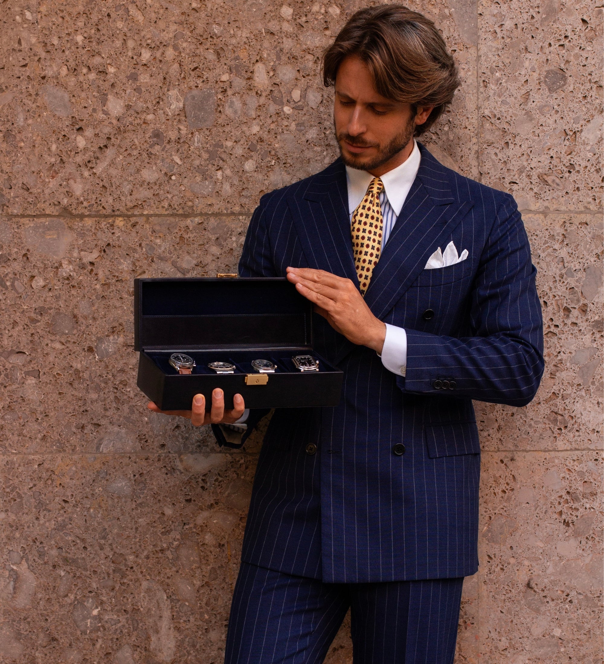 Boîte à montres, organiseur de montres en cuir Herzog