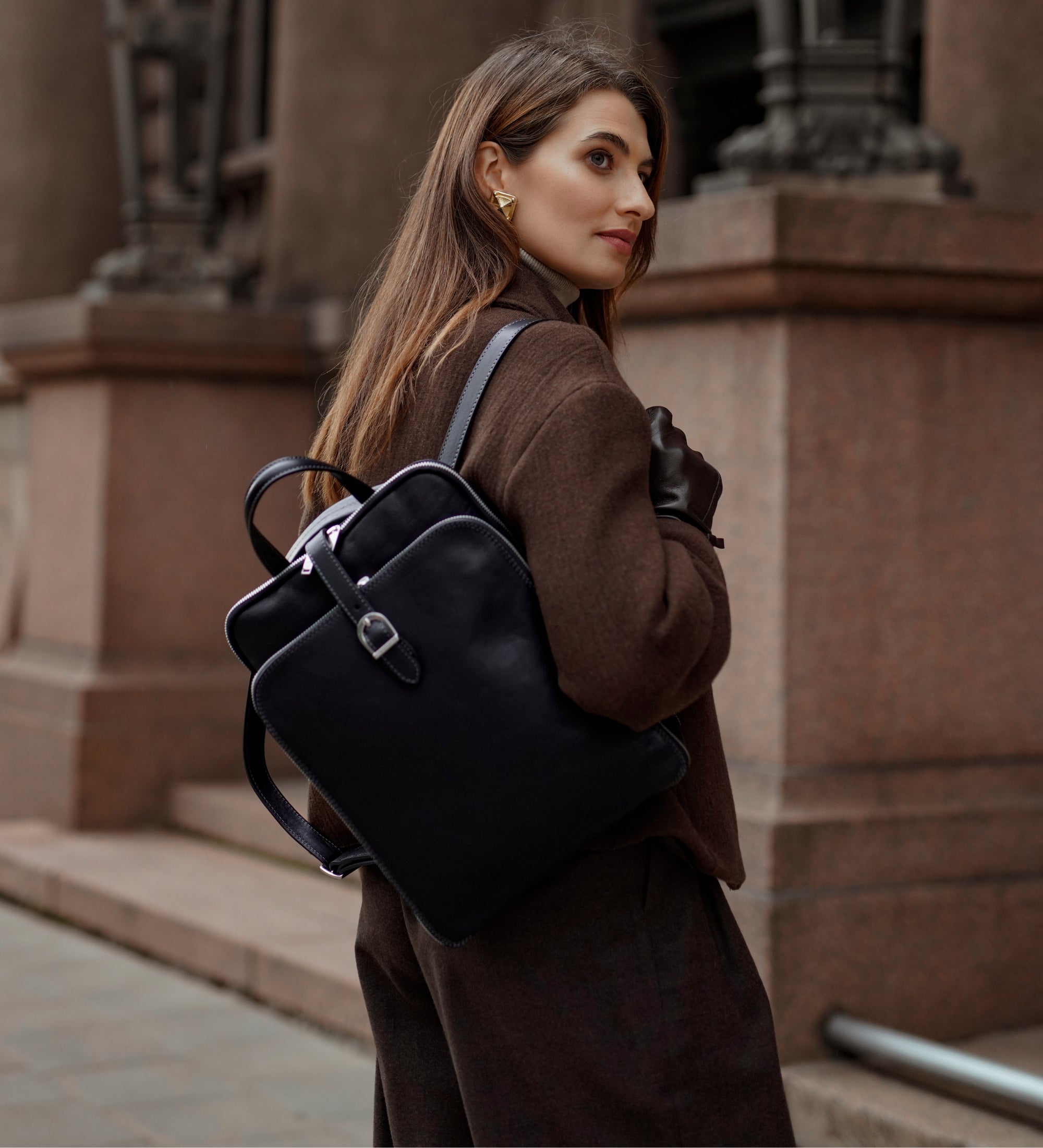 Sac à dos convertible à bandoulière en cuir pour femme Clarissa
