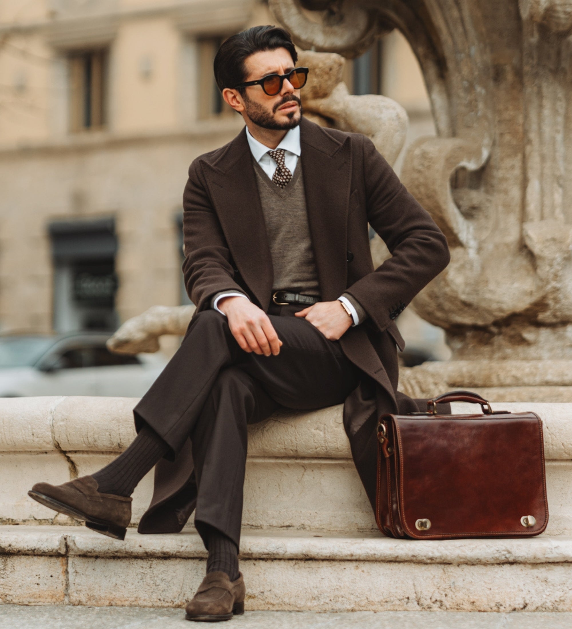 Sacoche pour ordinateur portable en cuir Illusions
