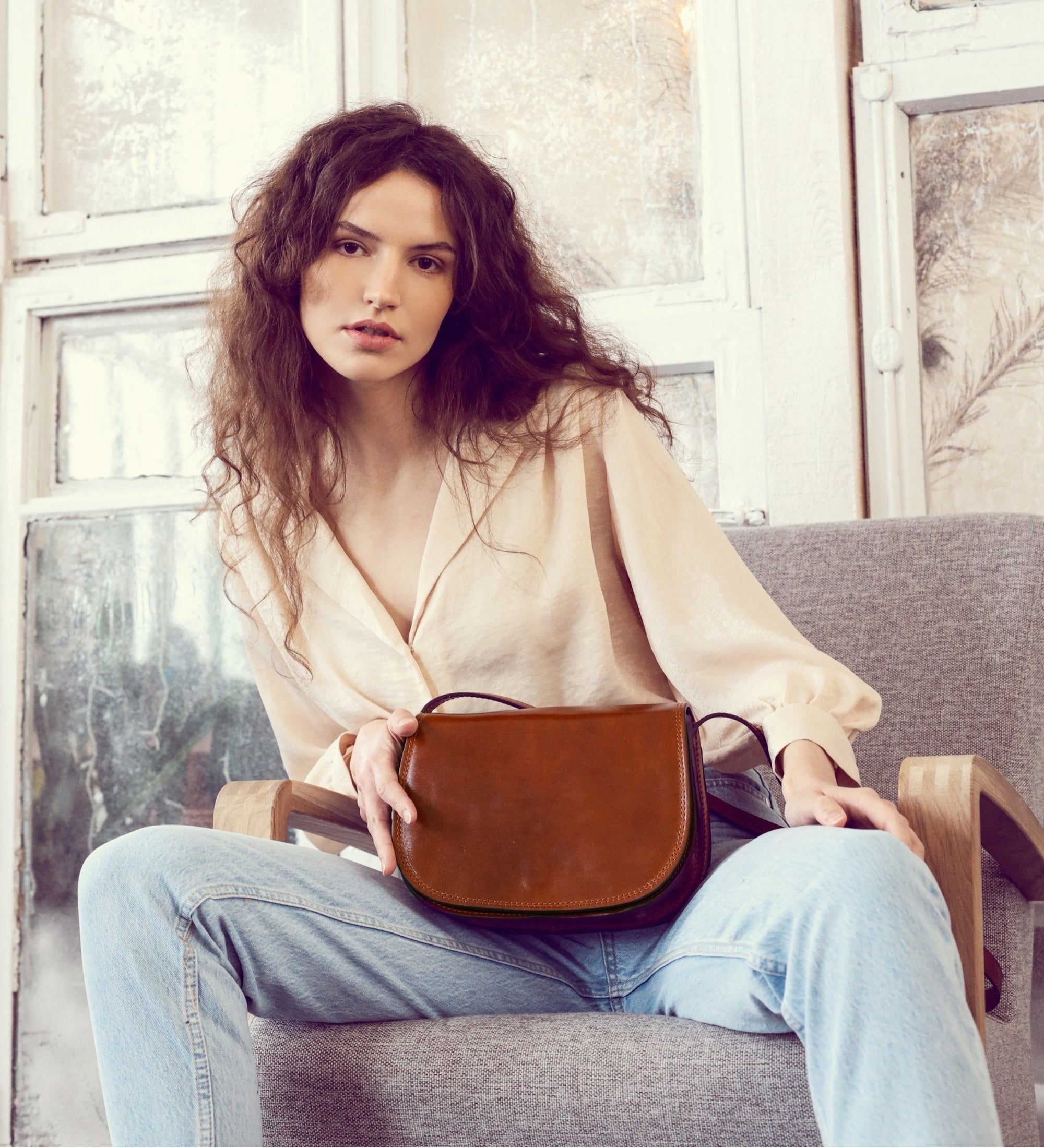 Sac à bandoulière selle en cuir pour femme Moonfleet