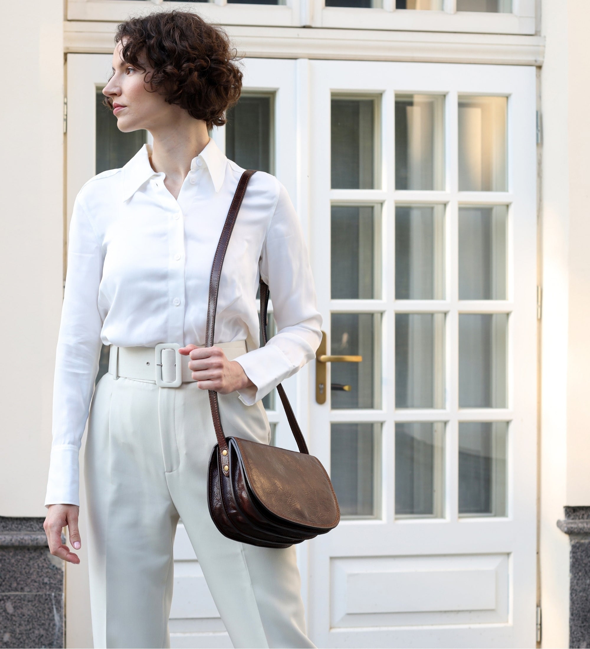 Sac à bandoulière selle en cuir pour femme Moonfleet