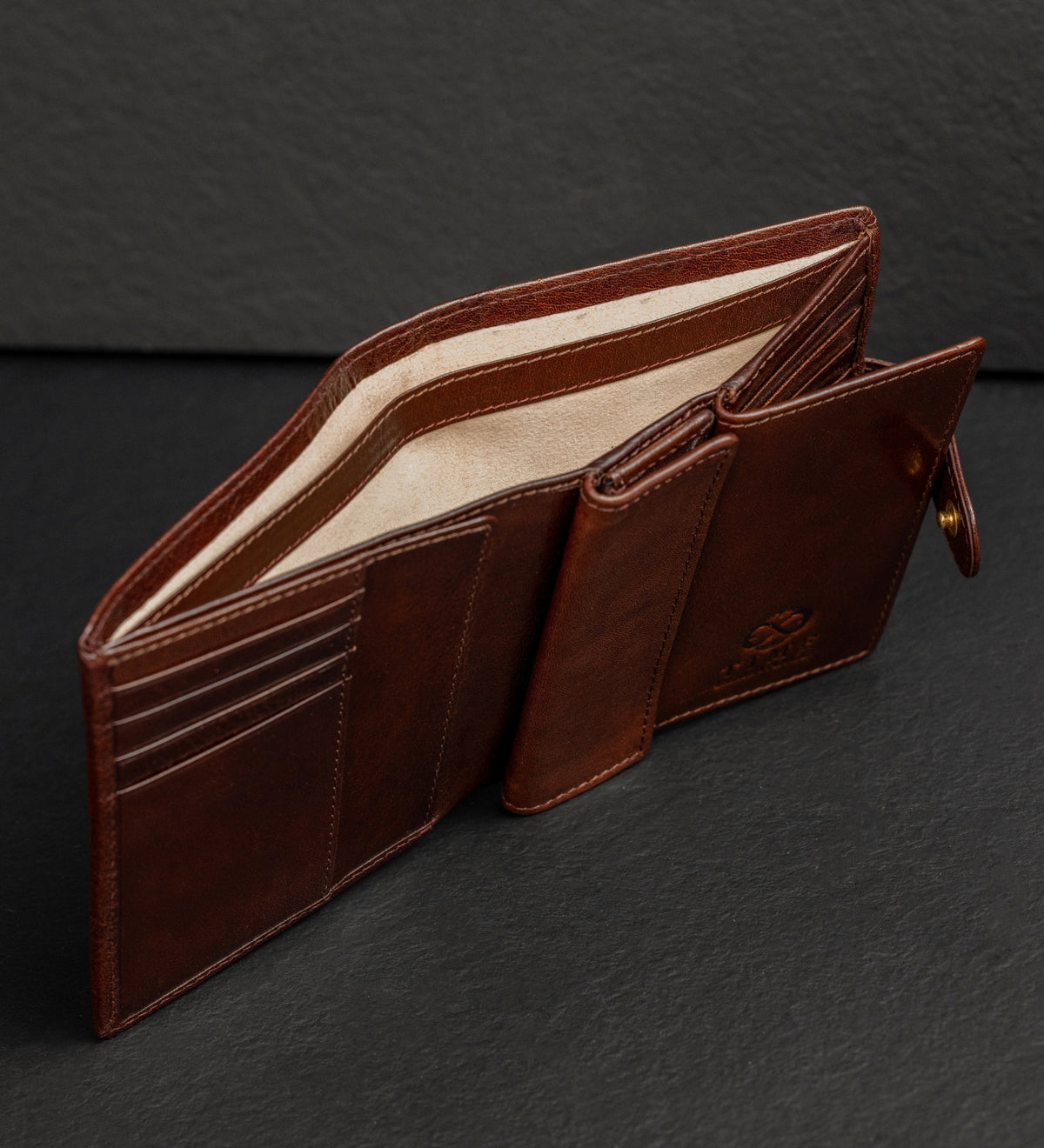 Portefeuille à deux volets en cuir avec fermeture à pression Ironweed