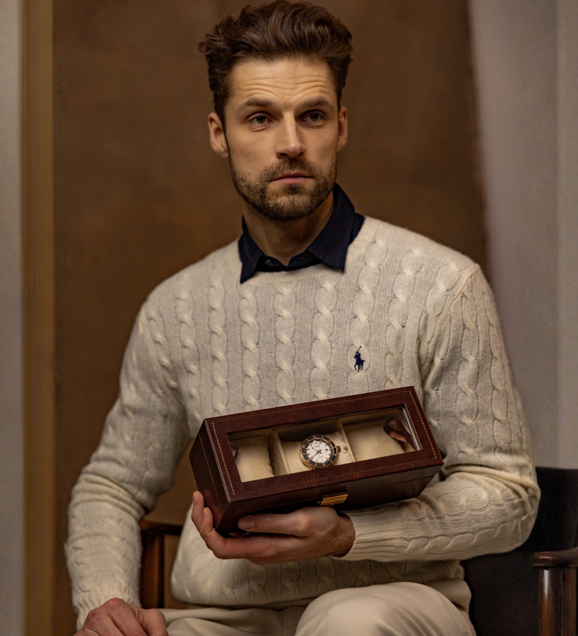 Boîte à montres, organiseur de montres en cuir Silence