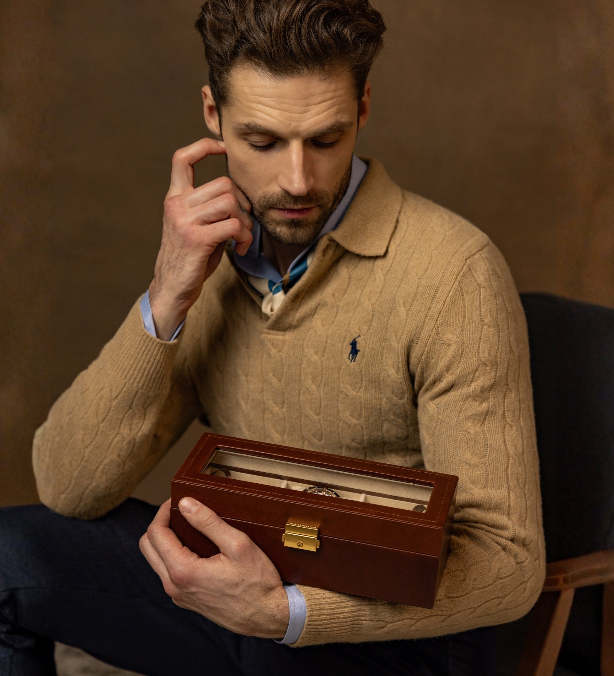 Boîte à montres, organiseur de montres en cuir Silence