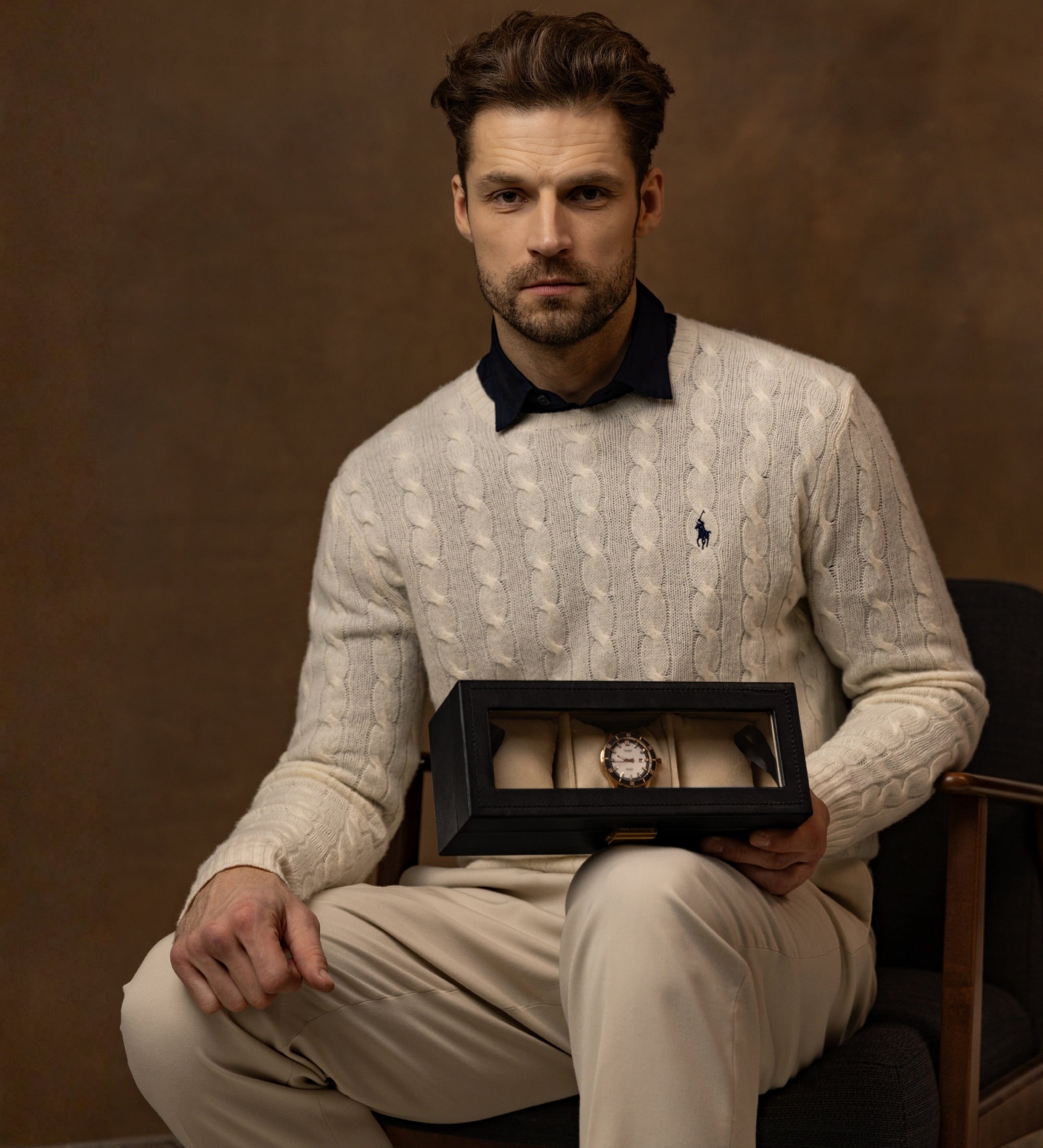 Boîte à montres, organiseur de montres en cuir Silence