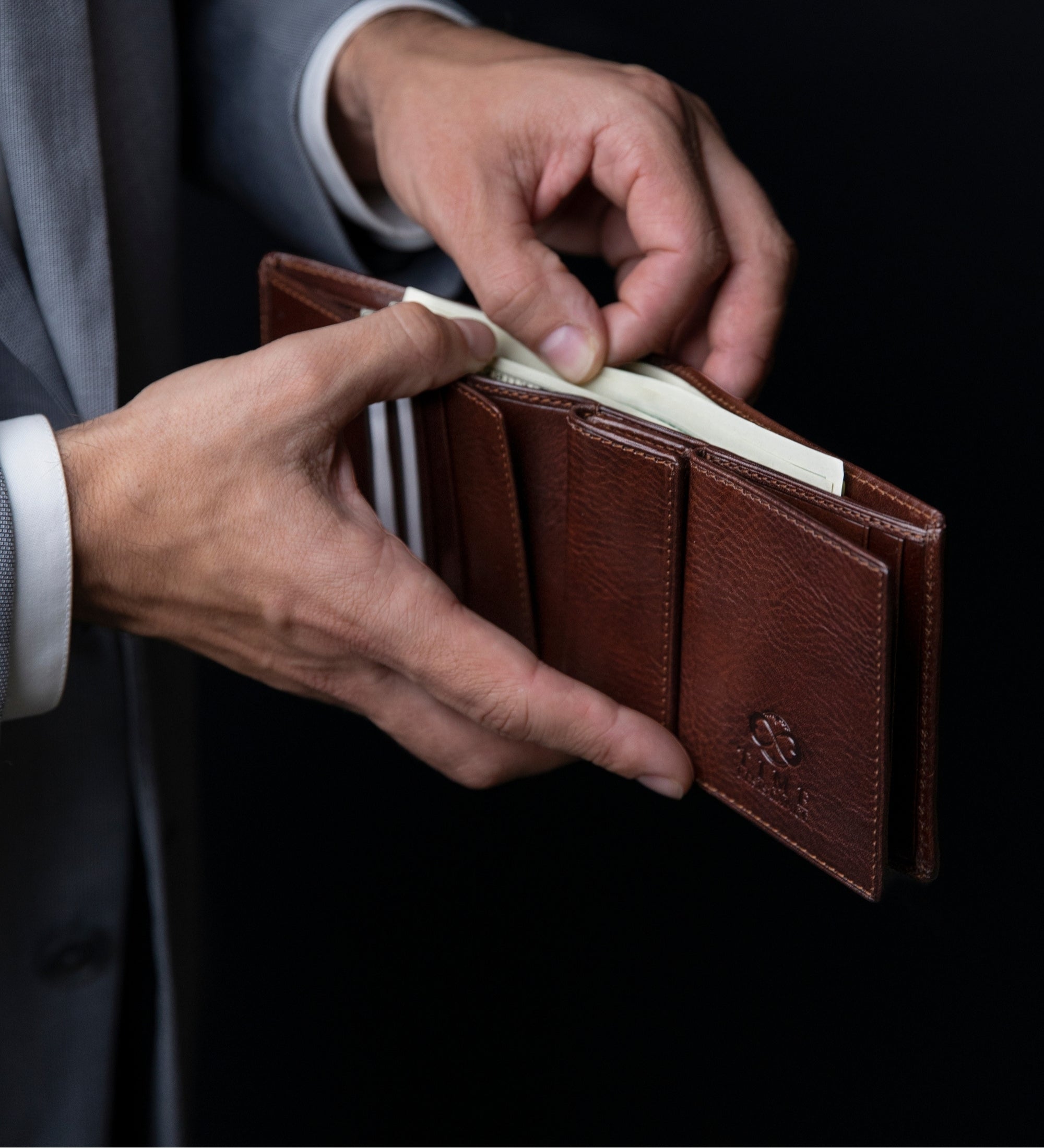 Portefeuille à deux volets en cuir Daniel