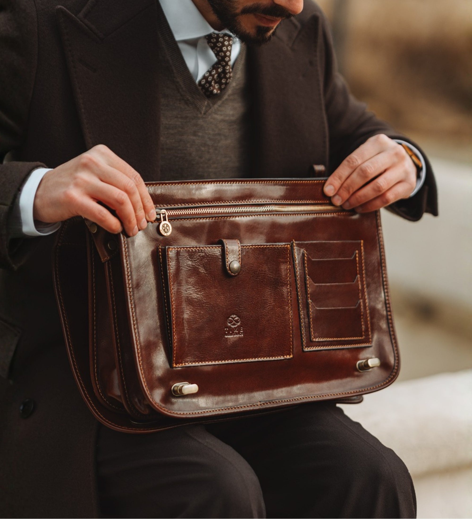 Sacoche pour ordinateur portable en cuir Illusions