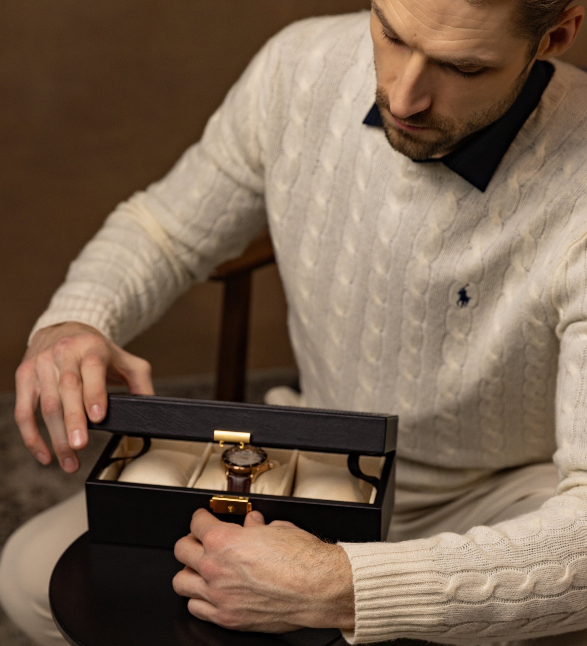 Boîte à montres, organiseur de montres en cuir Silence