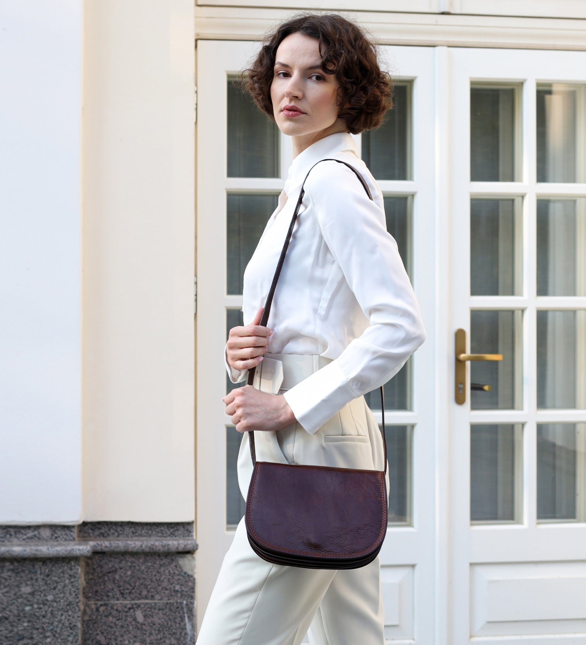 Sac à bandoulière selle en cuir pour femme Moonfleet