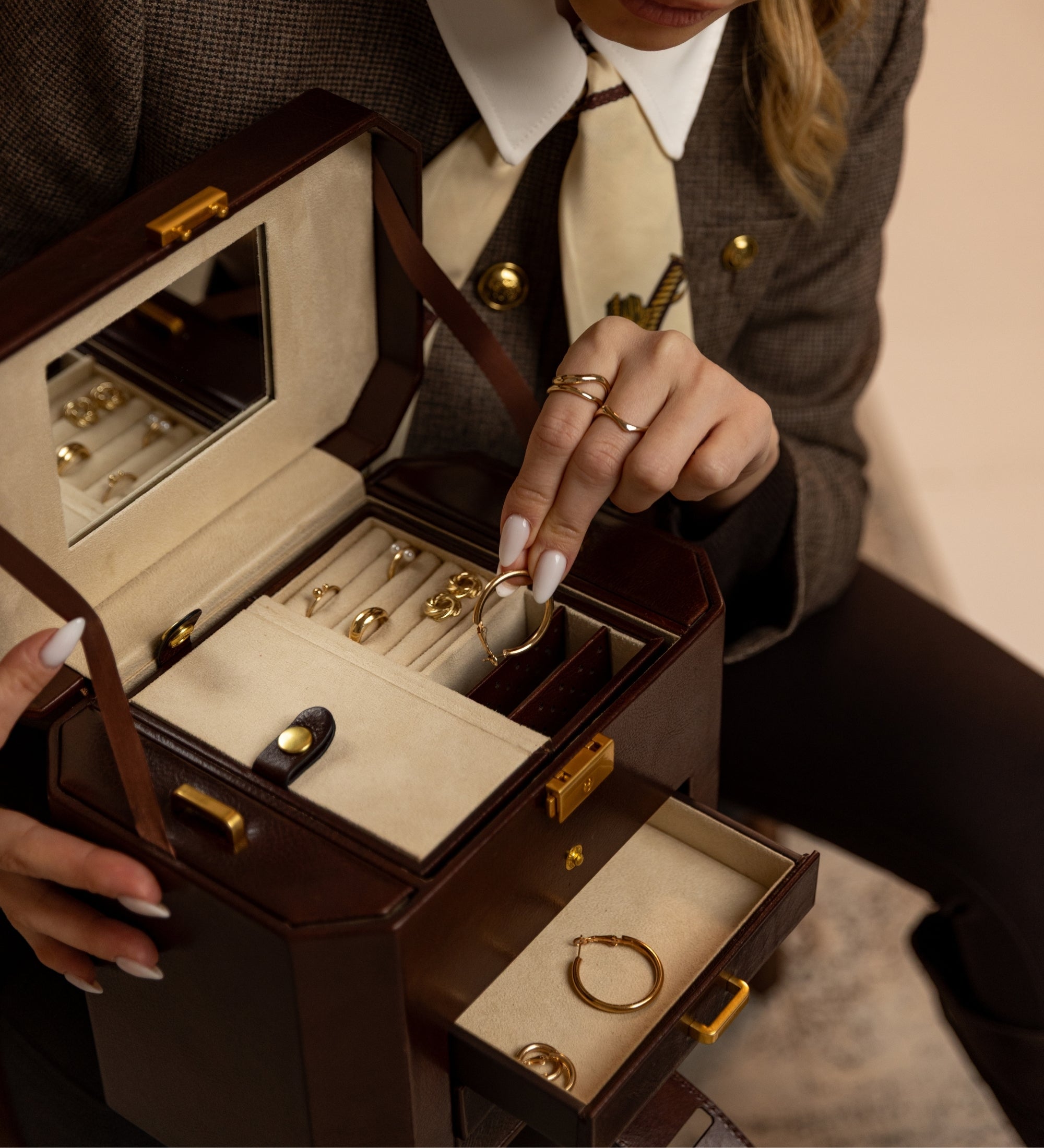 Grande boîte à bijoux en cuir pour femme A Handful of Dust