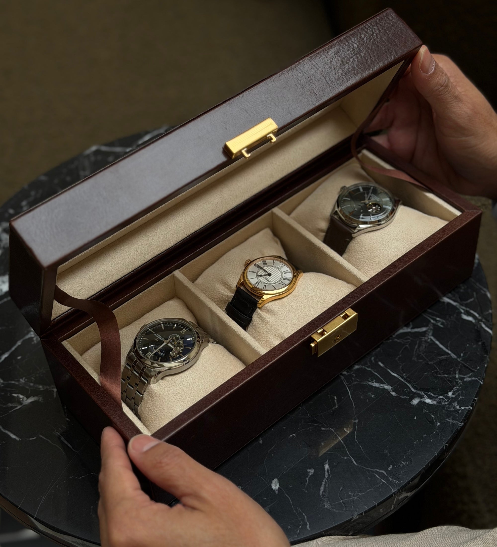 Boîte à montres, organiseur de montres en cuir Silence