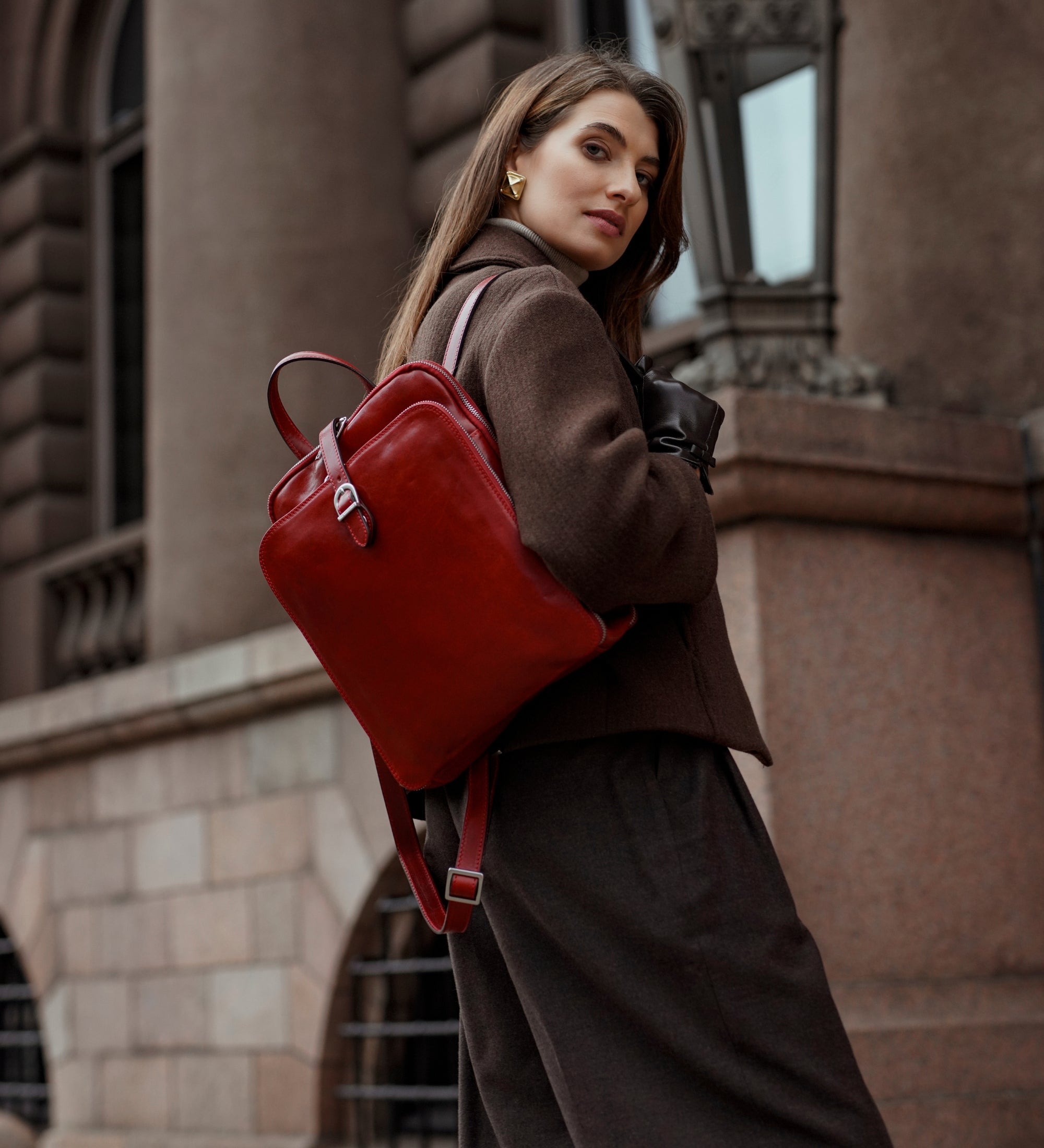 Sac à dos convertible à bandoulière en cuir pour femme Clarissa