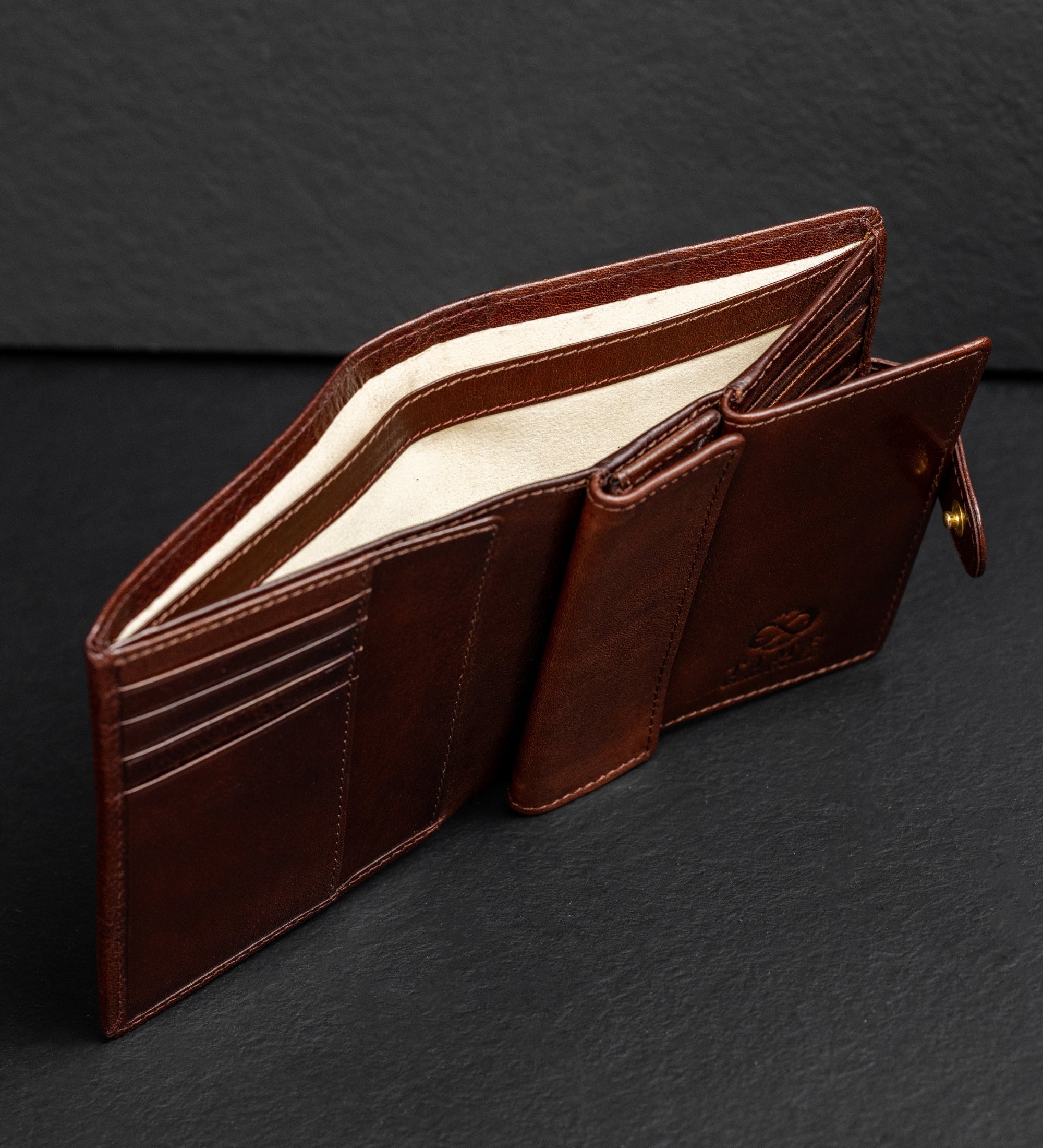 Portefeuille à deux volets en cuir avec fermeture à pression Ironweed