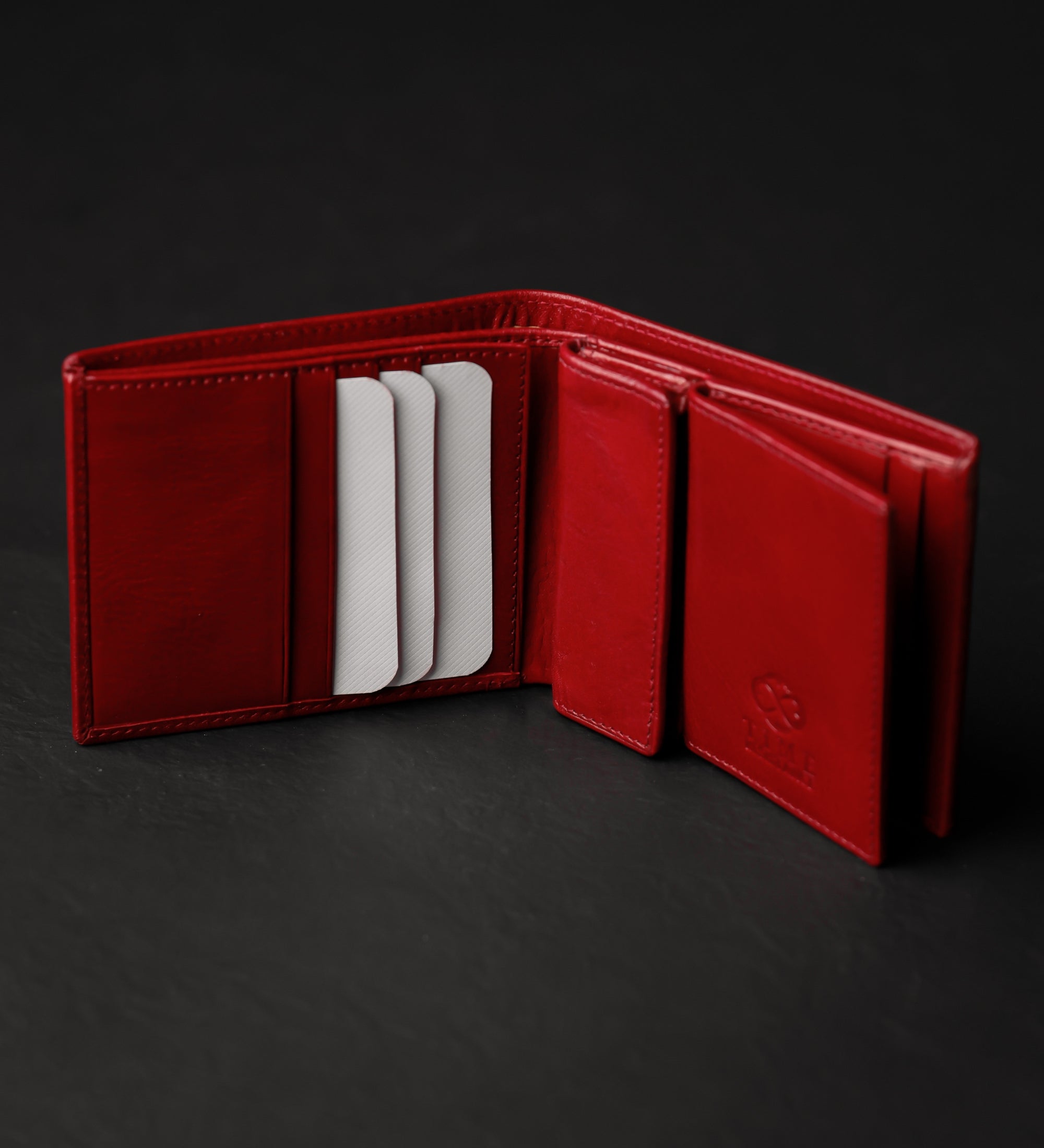 Portefeuille à deux volets en cuir Daniel