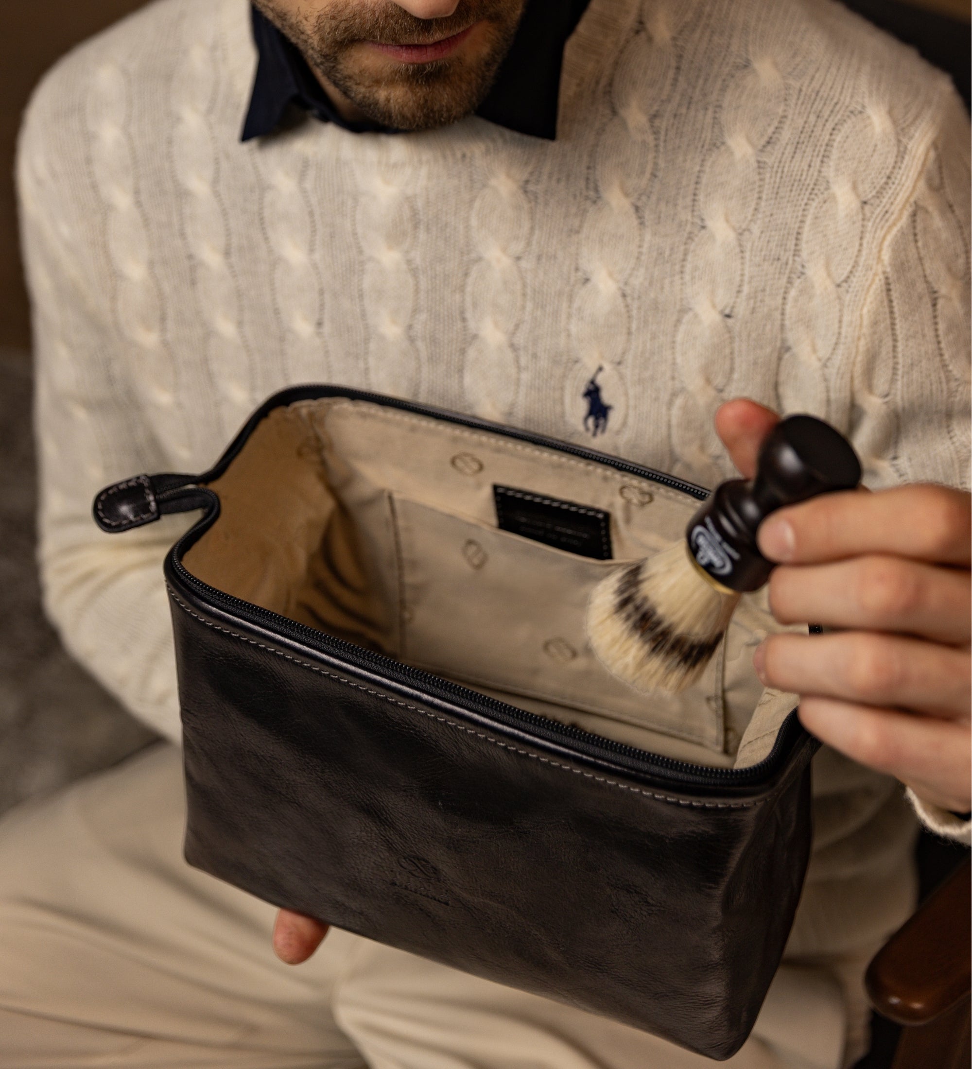 Trousse de toilette en cuir Four Past Midnight