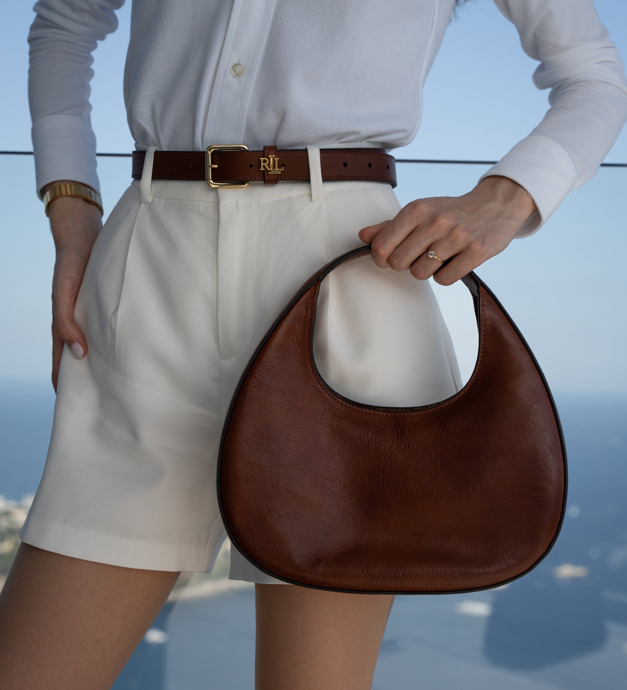 Sac à main demi-lune en cuir pour femme The Moonstone