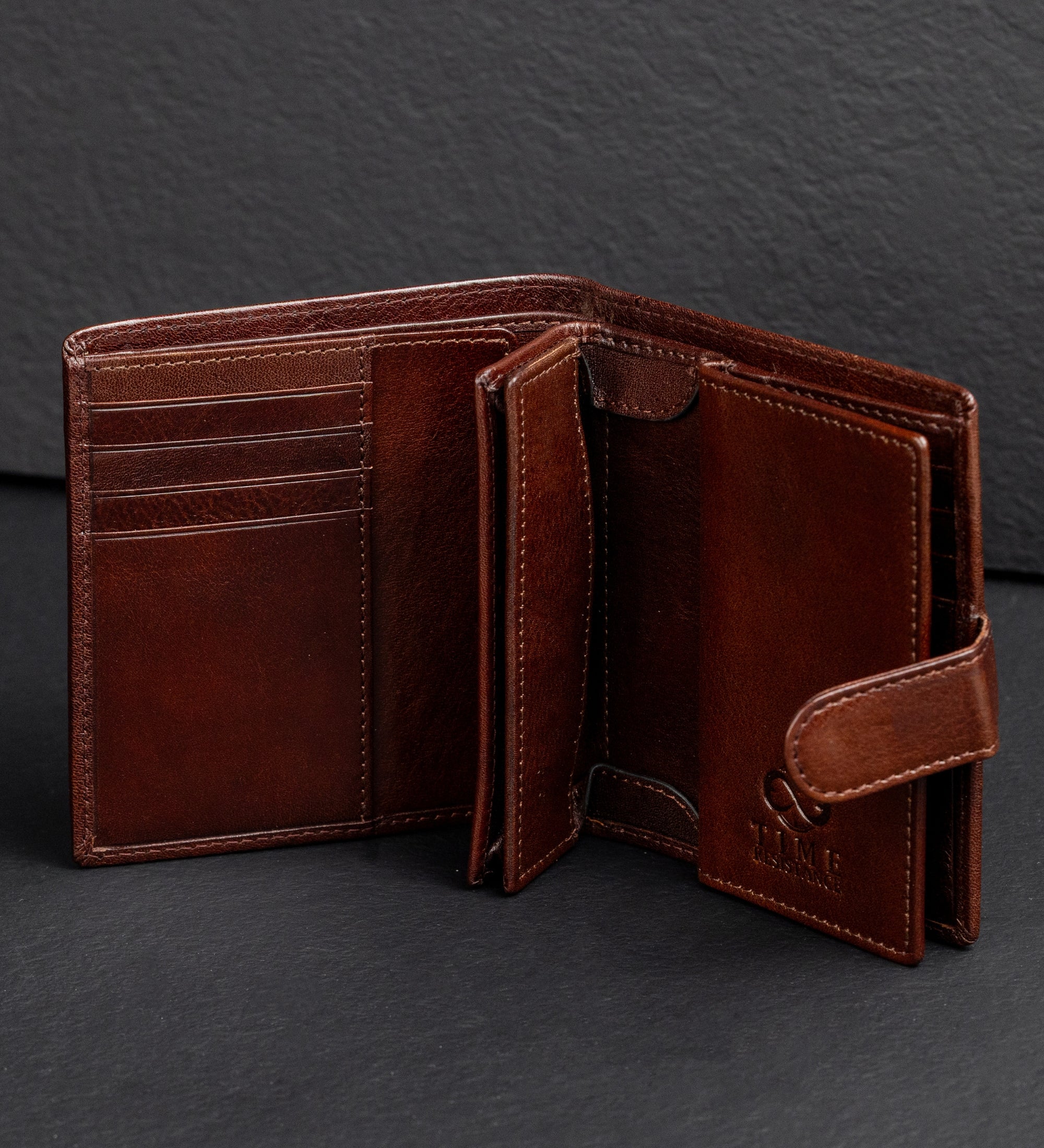 Portefeuille à deux volets en cuir avec fermeture à pression Ironweed