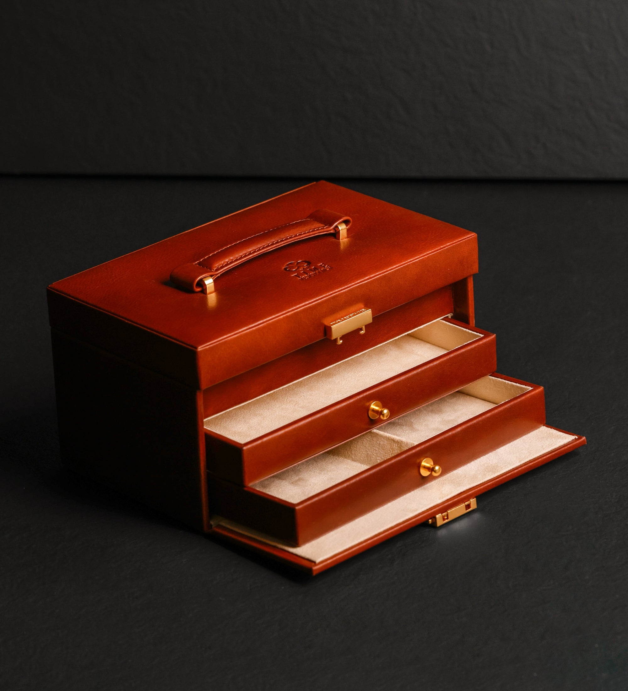 Boîte à bijoux en cuir pour femme Beloved