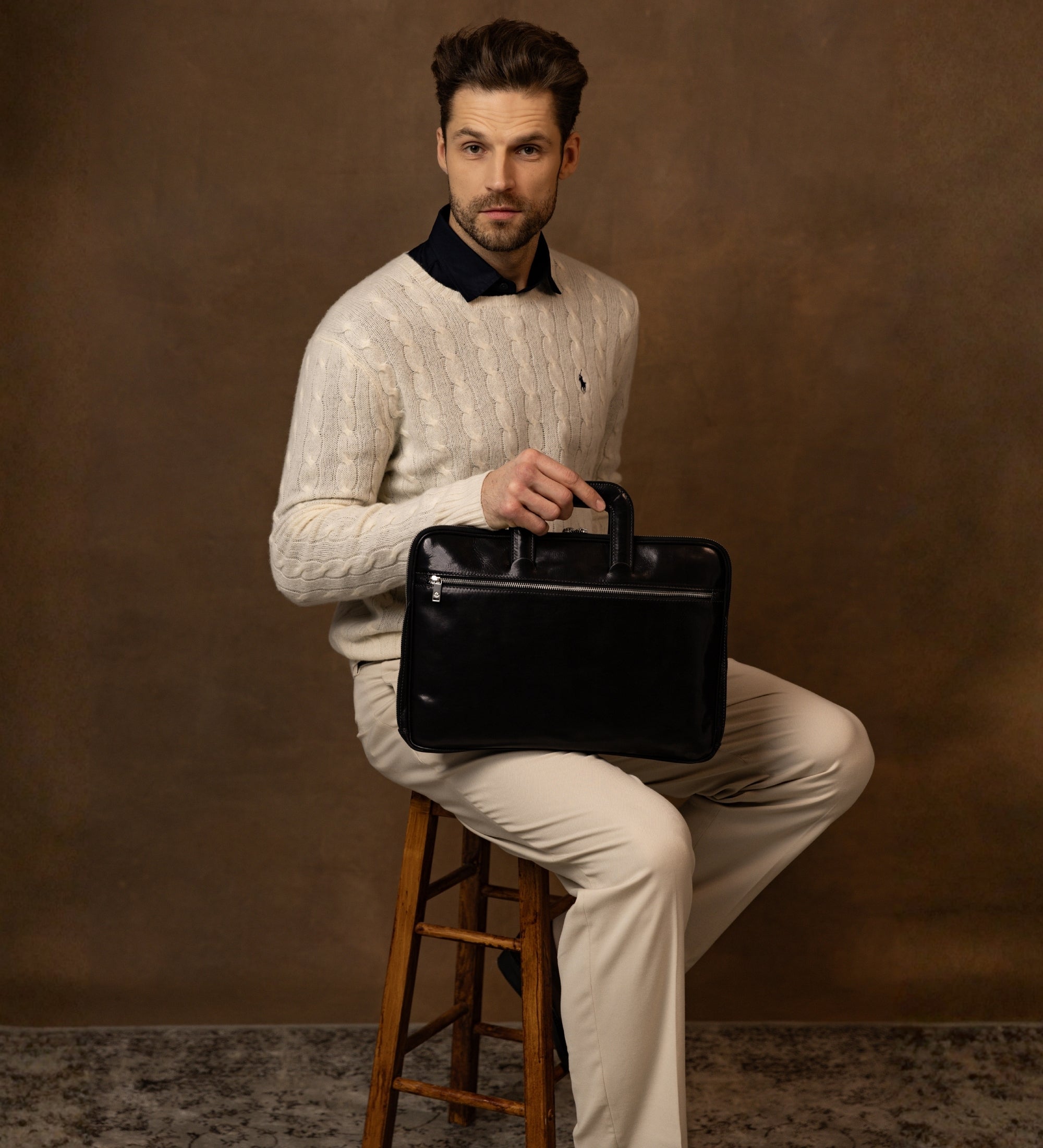 Sacoche pour ordinateur portable en cuir Brave New World