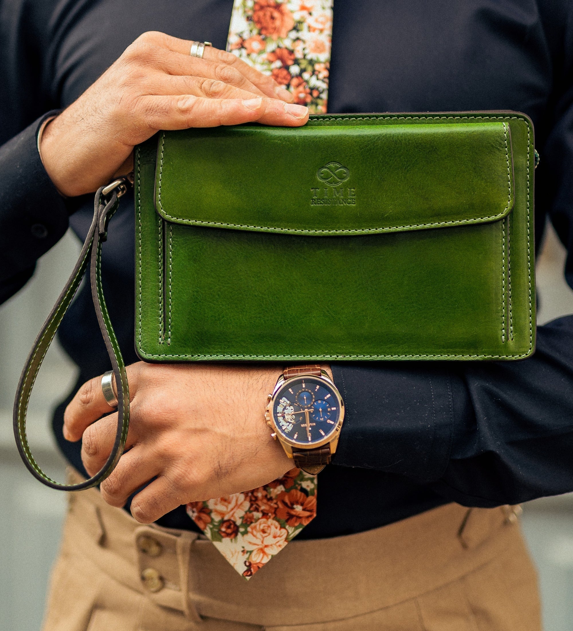 Pochette en cuir Decameron