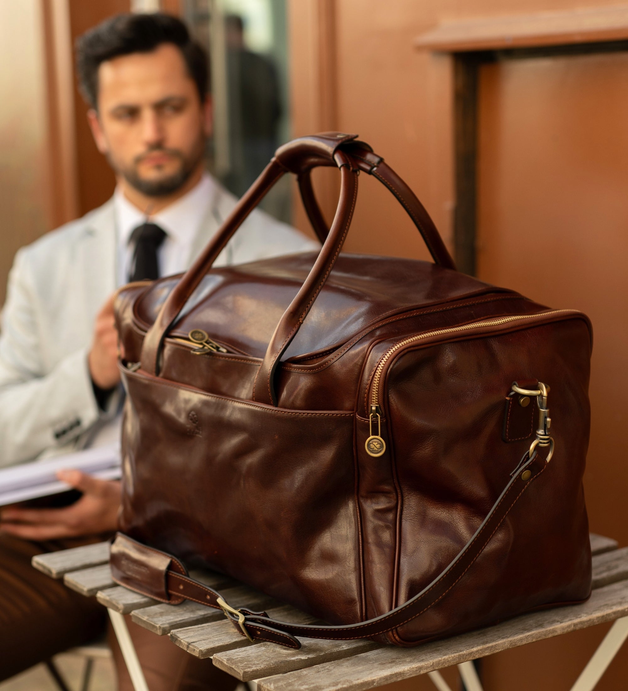 Grand sac de voyage en cuir italien The Hitchhikers Guide to the Galaxy