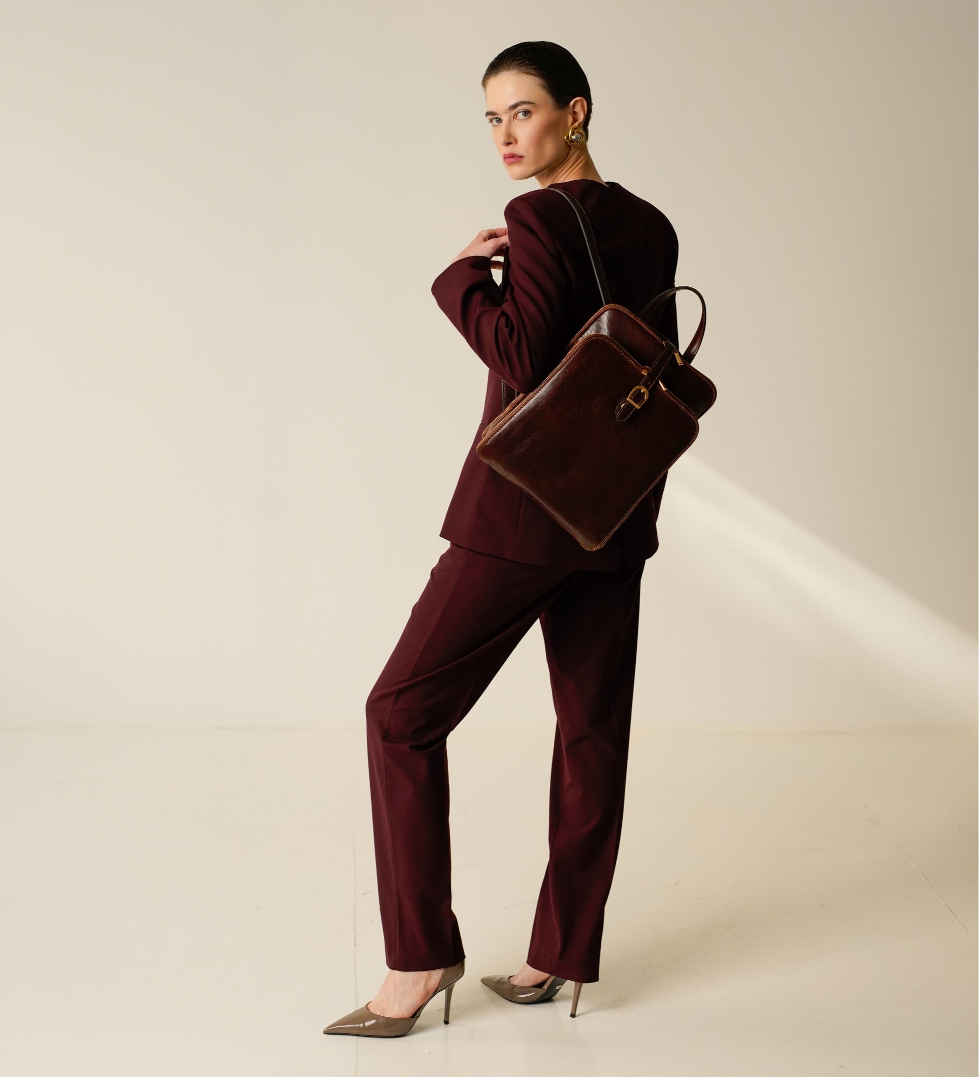Sac à dos convertible à bandoulière en cuir pour femme Clarissa