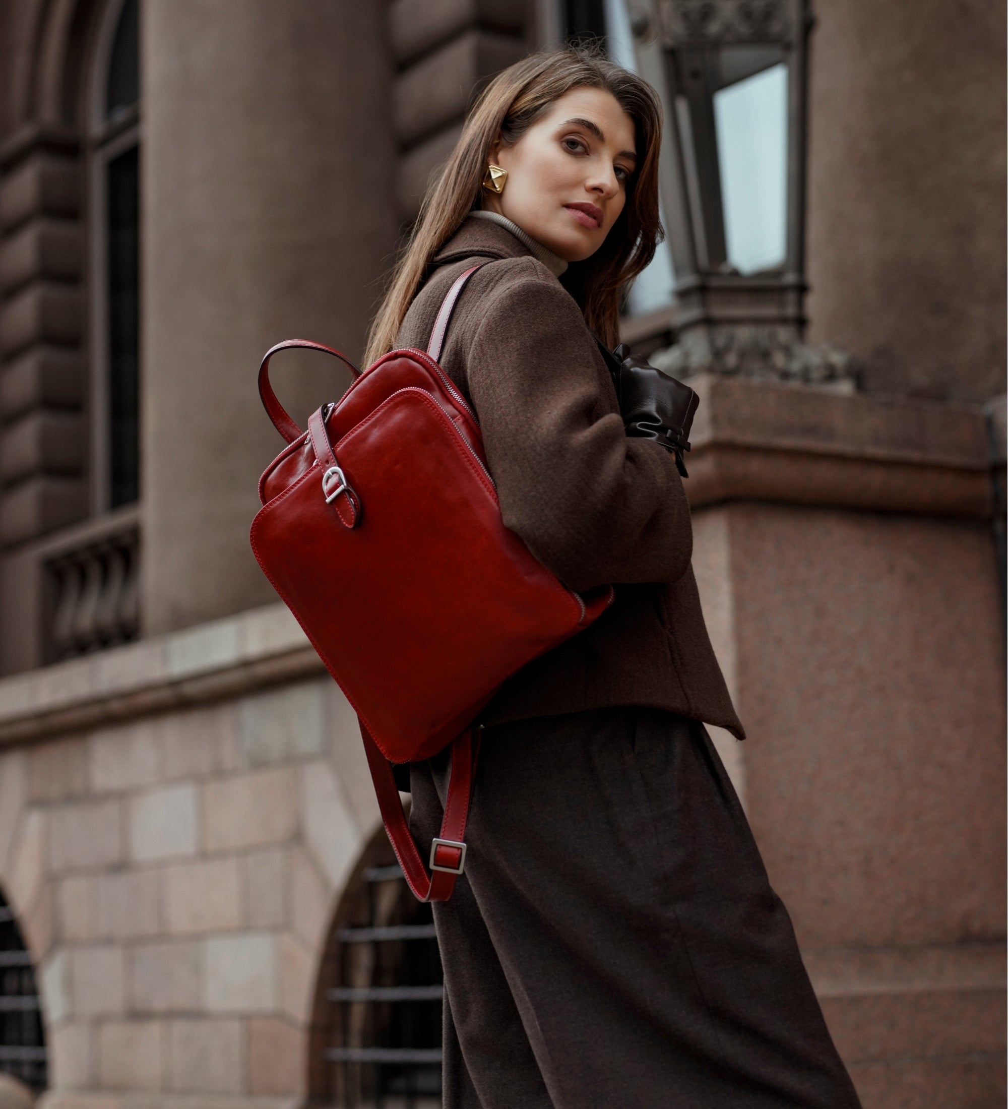 Sac à dos convertible à bandoulière en cuir pour femme Clarissa